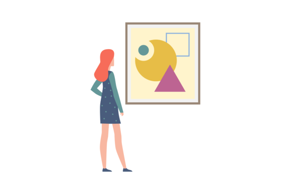 Download Young Woman Looking Abstract Painting. F - Paint Collection