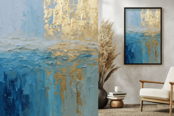 Download Blue &amp; Gold Textured Abstract Painting - Paint Collection