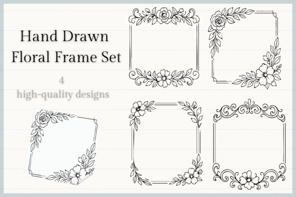 Download Hand Drawn Floral Frame Set Botanical - Hand drawn floral Collection